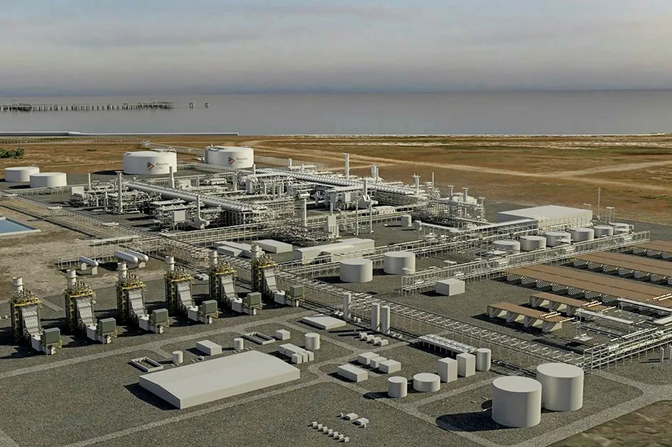 Destination: an artist's impression of the Rovuma LNG facility in northern Mozambique, which will be fed with gas from Eni's huge Mamba field