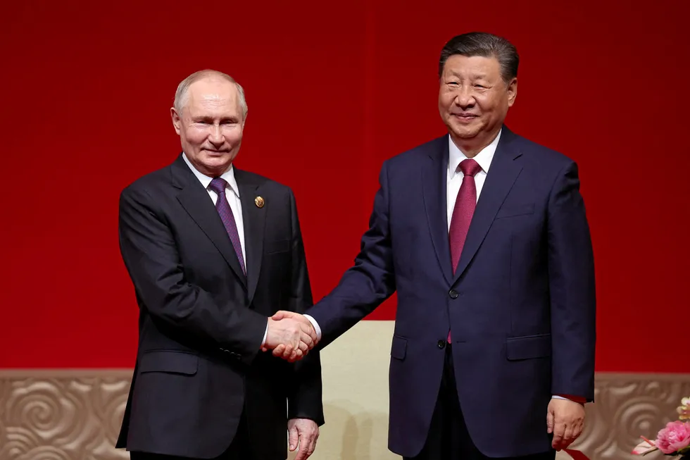 A photograph distributed by news agency Sputnik of Russian president Vladimir Putin and Chinese president Xi Jinping at a meeting last week.