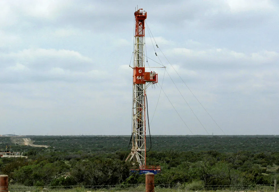 Permian boost: A rig contracted by Apache drills a horizontal well in a search in the Wolfcamp shale located in the Permian basin in West Texas