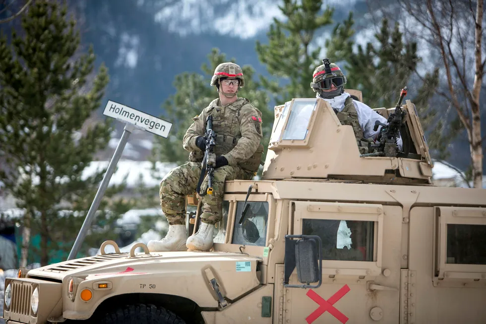 Amerikanske hærsoldater på Humvee i Namsos under øvelse Cold Response 2016. Foto: Anette Ask/Forsvaret