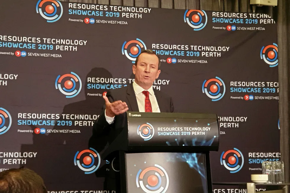 Lobbying: West Australian Premier Mark McGowan speaking on the sidelines of the 2019 Resources Technology Showcase in Perth