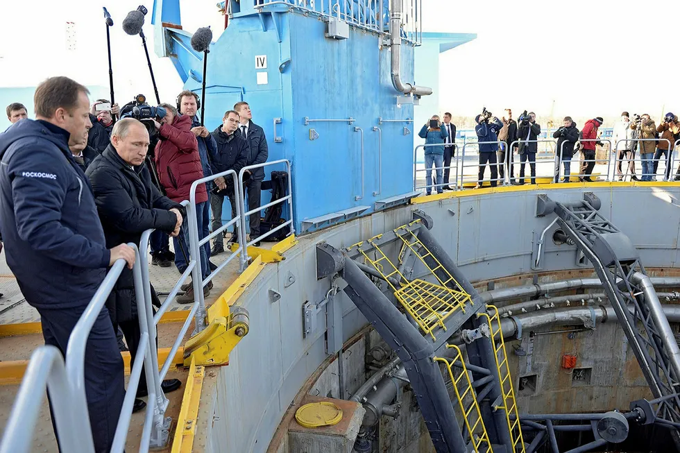 Disappointment: Russian President Vladimir Putin visits Vostochny space launch facility in 2016 after first reports of massive embezzlement by contractors