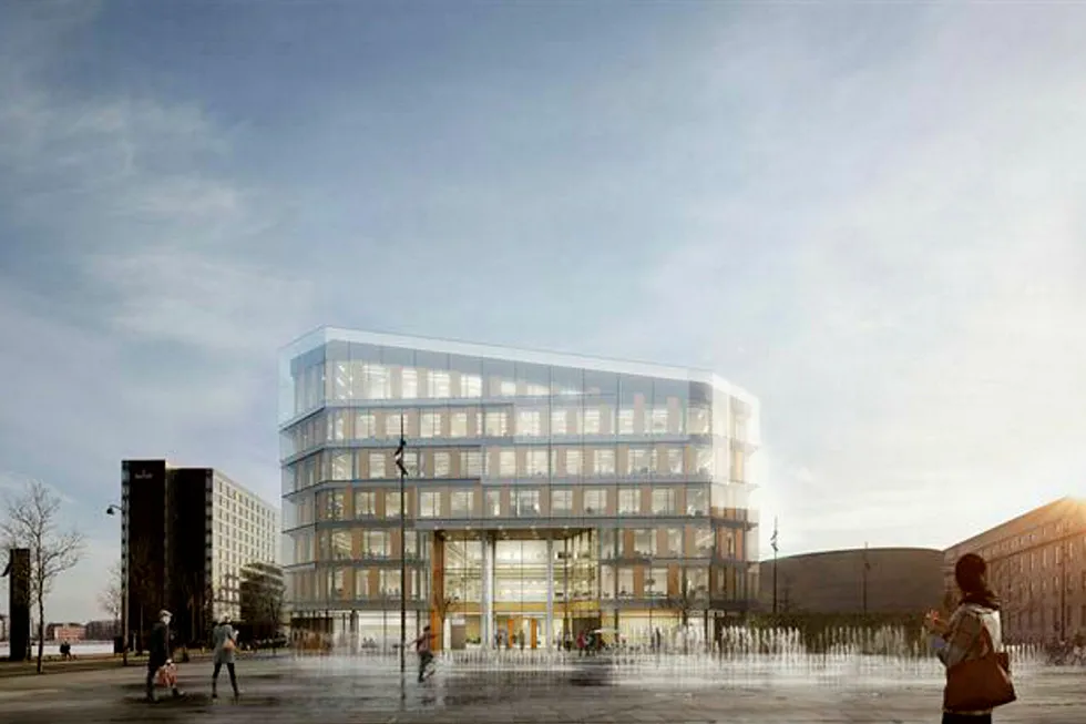 Halgrim Thon og Morten Bergesen skal eie, mens Scandic skal drive det nye storhotellet med 632 rom i sentrum av København Illustrasjon: Scandic Hotels