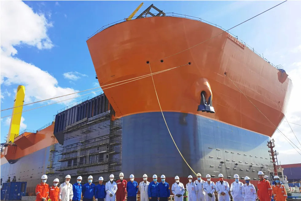 SBM's latest Fast4Ward FPSO hull: launched at SWS