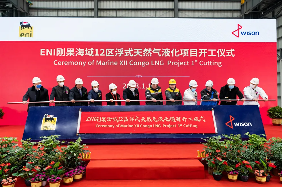Ceremony: Wison cuts first steel for Eni’s Congo Marine XII FLNG.