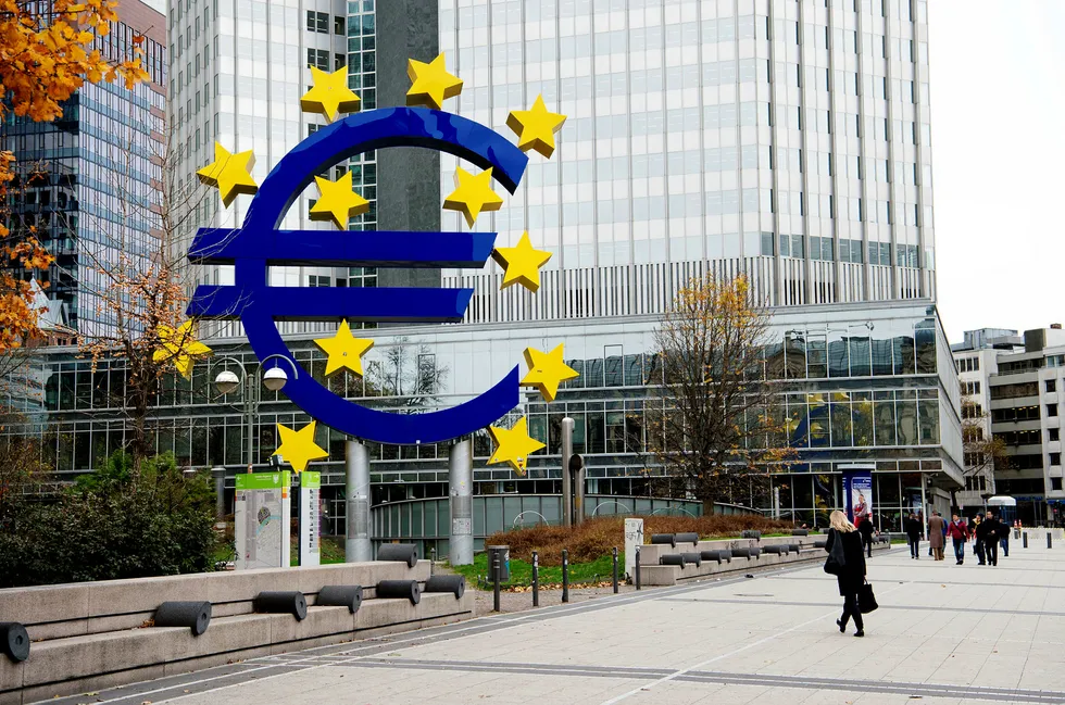 Kontorene til Den europeiske sentralbanken ECB i Frankfurt. Foto: Elin Høyland