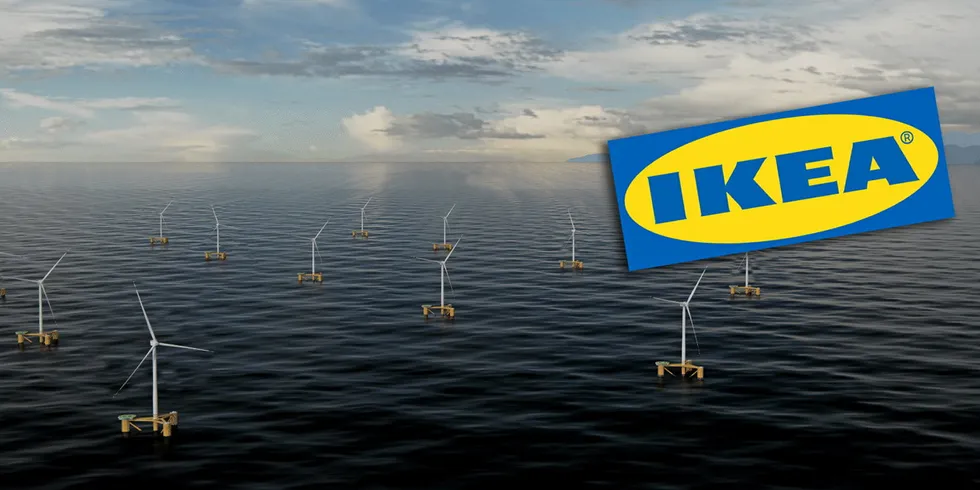 Havvindparken slik Odfjell Oceanwind ser den for seg. Ikeas investeringsselskap er nå med på laget.