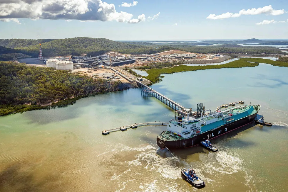 In operation: the LNG carrier Seri Bakti arrives at the Santos-led Gladstone LNG project