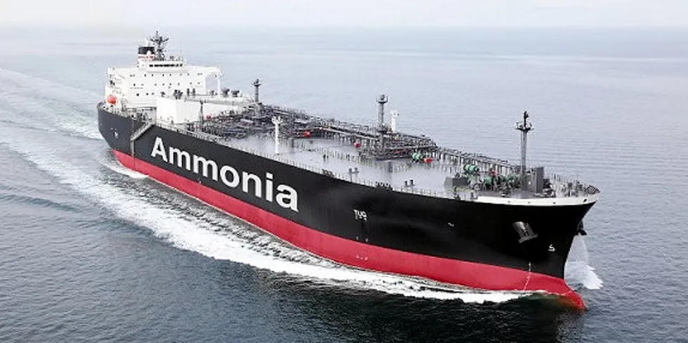 A rendering of a planned ammonia-powered vessel.