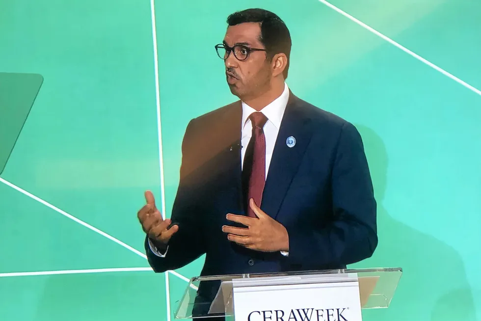COP28 chief: Sultan Ahmed Al Jaber speaks at CERAWeek 2023 in Houston.