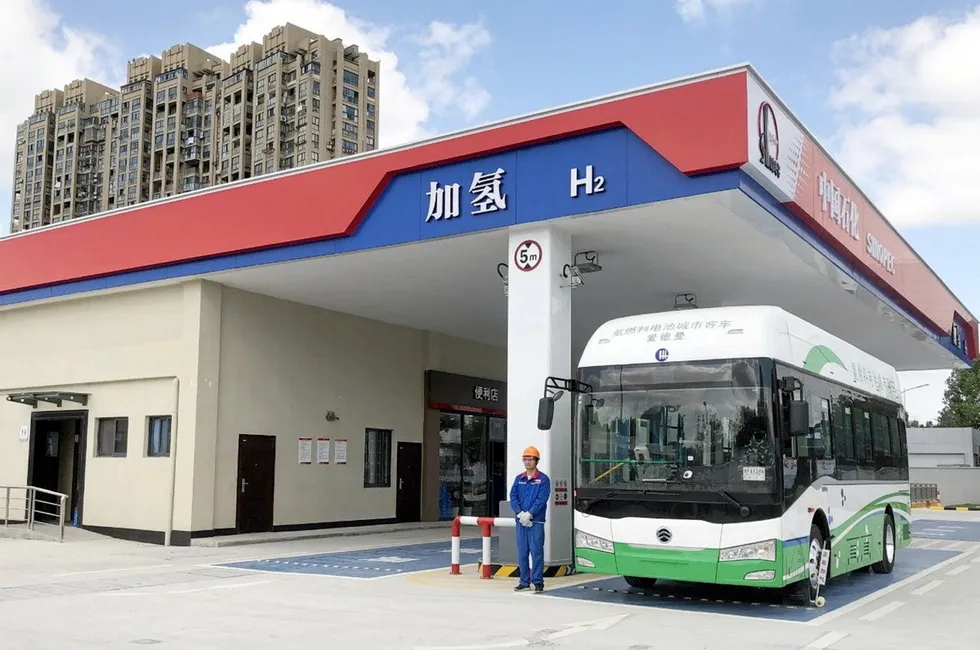 A Sinopec hydrogen refuelling station in China.