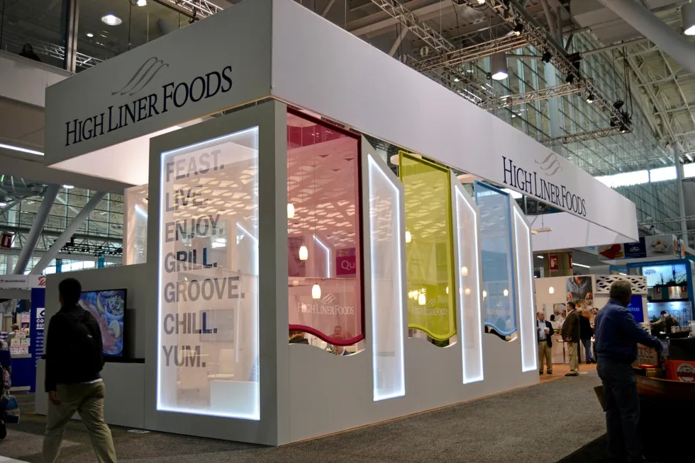 High Liner Foods booth at the 2018 Seafood Expo North America (SENA). The company is choosing not to exhibit this year due to the spread of the omicron COVID variant.