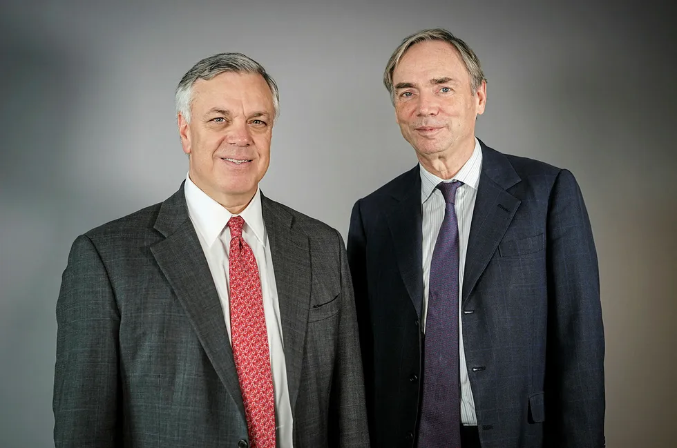 Results: Neptune chief executive Jim House, left, and chairman Sam Laidlaw, right