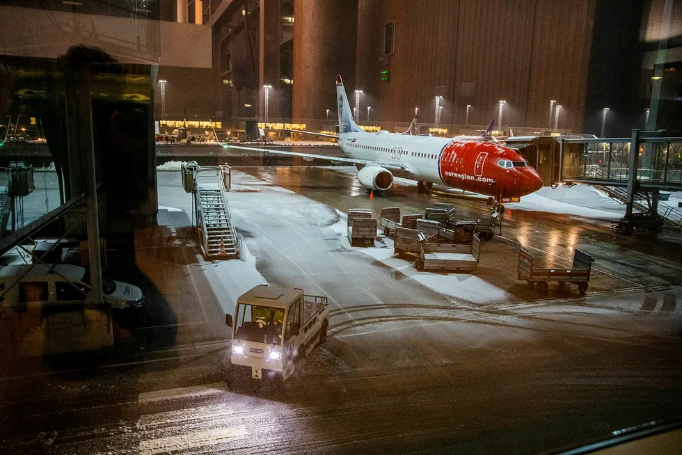 Norwegian-fly på Oslo lufthavn.