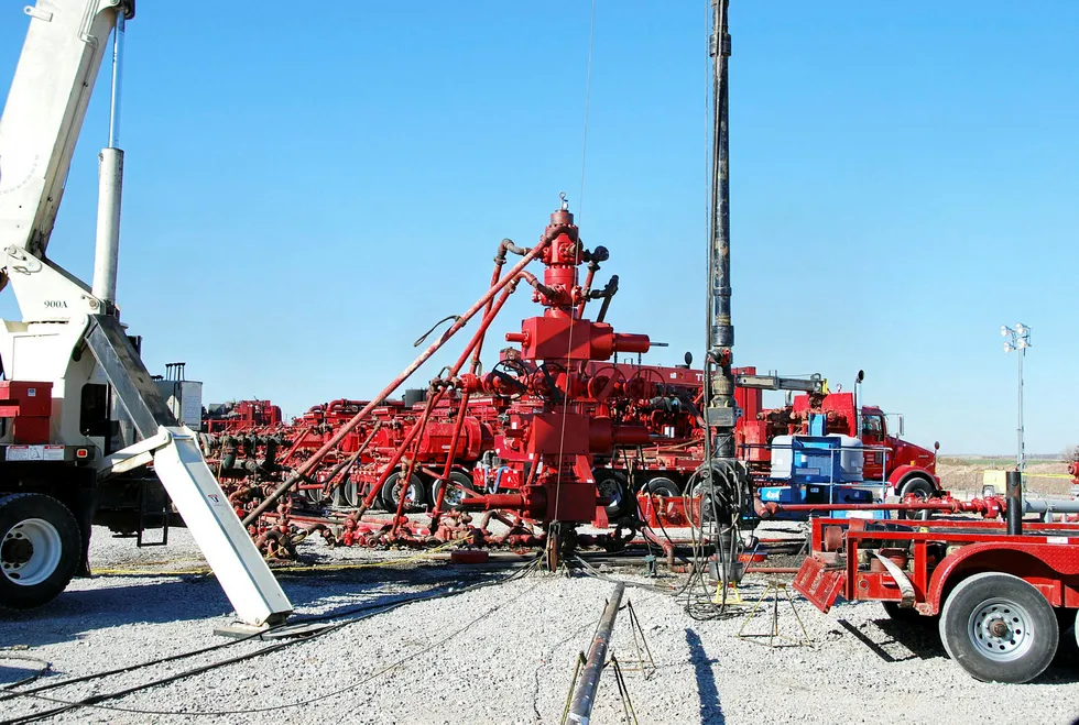 In action: a Halliburton crew carry out a fracking job