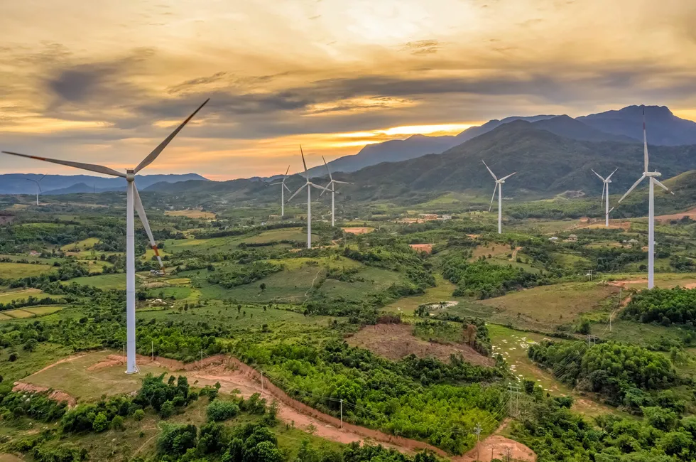 The existing Huong Linh wind farm in the Vietnamese province of Quang Tri, where the proposed green hydrogen project is set to built, powered by 1.2GW of new wind turbines (and 800MW of solar).