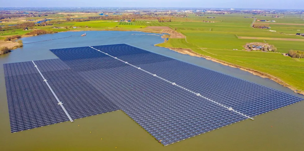 Bomhofsplas floating PV array in the Netherlands.