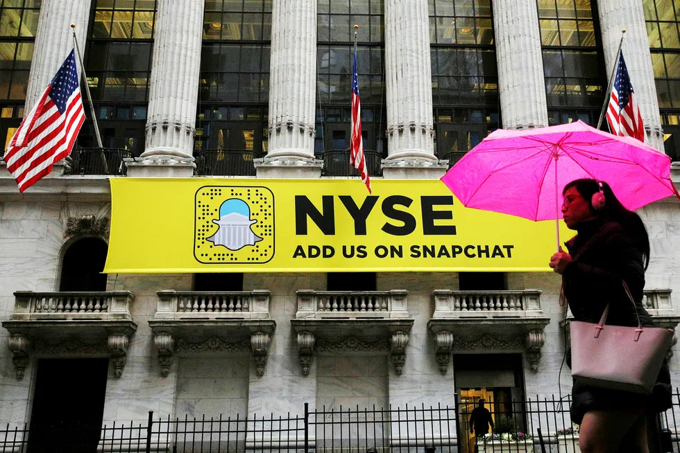 Snapchats morselskap Snap Inc. velger tradisjonelle New York Stock Exchange fremfor Nasdaq for børsnoteringen. Foto: BRENDAN MCDERMID/Reuters/NTB scanpix