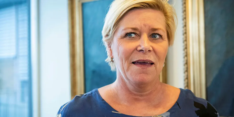 KLAR: Finansminister Siv Jensen legger fram neste års statsbudsjett klokken 10 i dag, mandag.