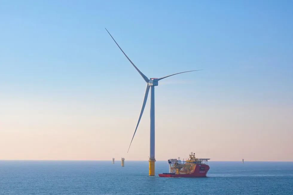 A Haliade-X turbine at Dogger Bank off the UK.