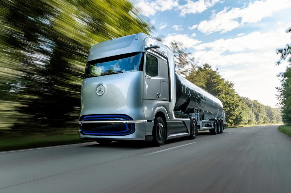 Daimler's Mercedes-Benz GenH2 hydrogen-powered fuel-cell truck, which is planned to go into series production in the second half of the 2020s.