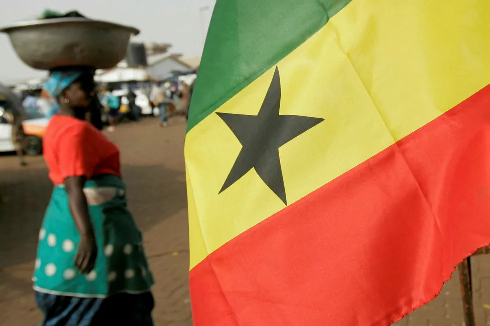 Terms: a Ghanaian flag at a market stall in Tamale, Ghana
