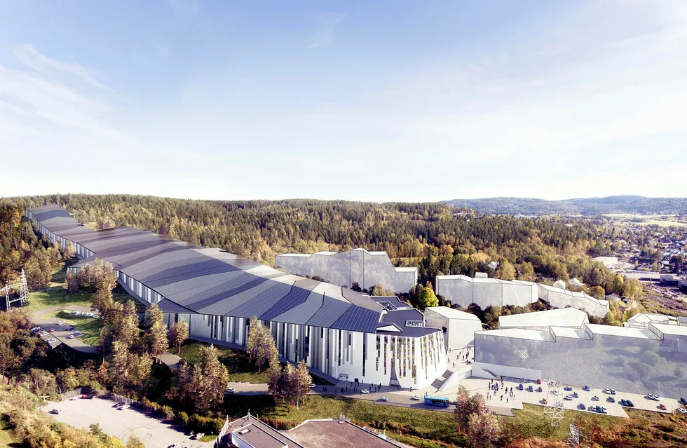 Selvaag-gruppen har store planer for skihallen på Lørenskog, som skal bli verdens største innendørs skianlegg når det skal stå ferdig i 2019. Foto: Skihallen