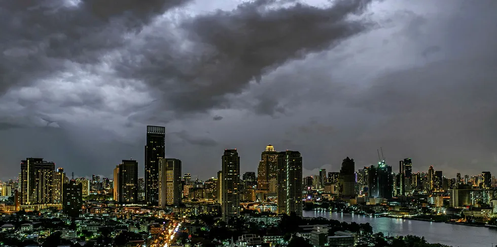 Bangkok as storm clouds gather.