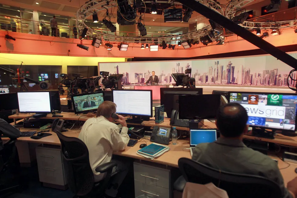 Naboland krever at Qatar stenger tv-stasjonen Al Jazeera. Bildet er fra kanalens hovedkontor i Doha. Foto: Naseem Zeitoon/Reuters/NTB scanpix