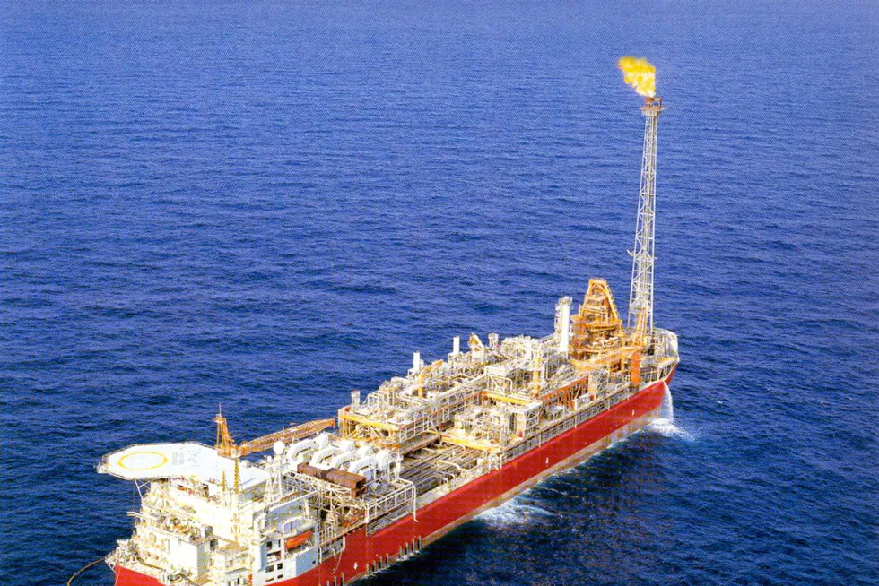 Stranded: the Northern Endeavour FPSO, built for the Laminaria oilfield offshore Australia.