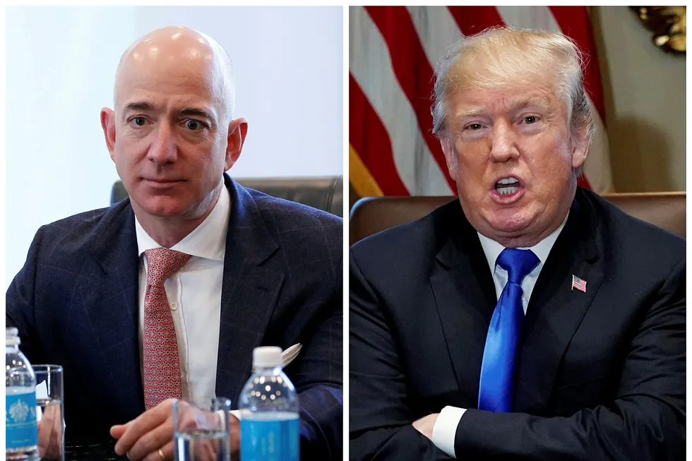 Amazon-eier Jeff Bezos har fått president Donald Trump på nakken. Foto: Reuters File Photo/NTB Scanpix