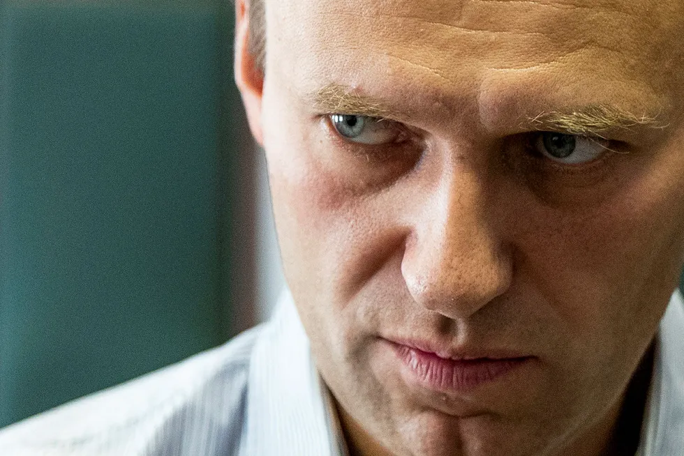 Den russiske opposisjonslederen og aktivisten Aleksej Navalnyj fotografert under en rettssak i Moskva i februar 2018.
