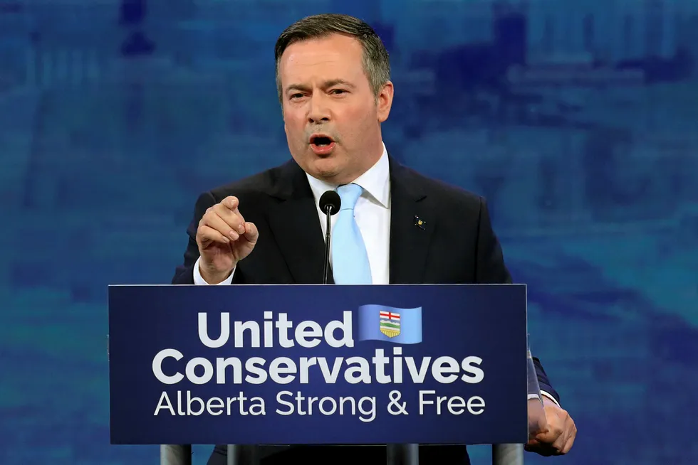 Landslide: UCP leader Jason Kenney reacts at his provincial election night headquarters in Calgary, Alberta