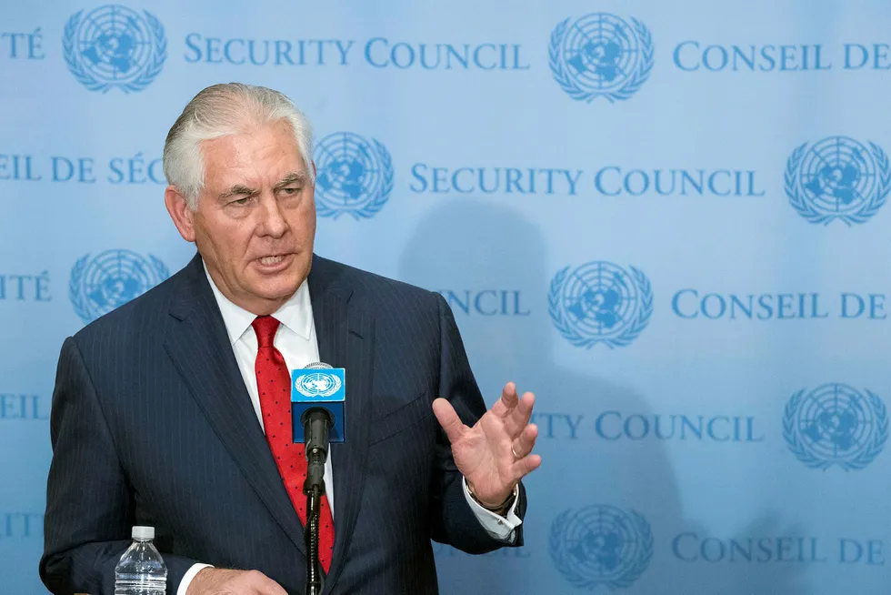 FNs sikkerhetsråd møtes fredag for å stemme over nye foreslåtte sanksjoner mot Nord-Korea. Her USAs utenriksminister Rex Tillerson. Foto: Mary Altaffer / AP / NTB scanpix