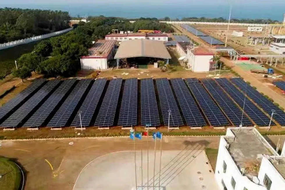 China's first offshore photovoltaic power station at Weizhou oil complex