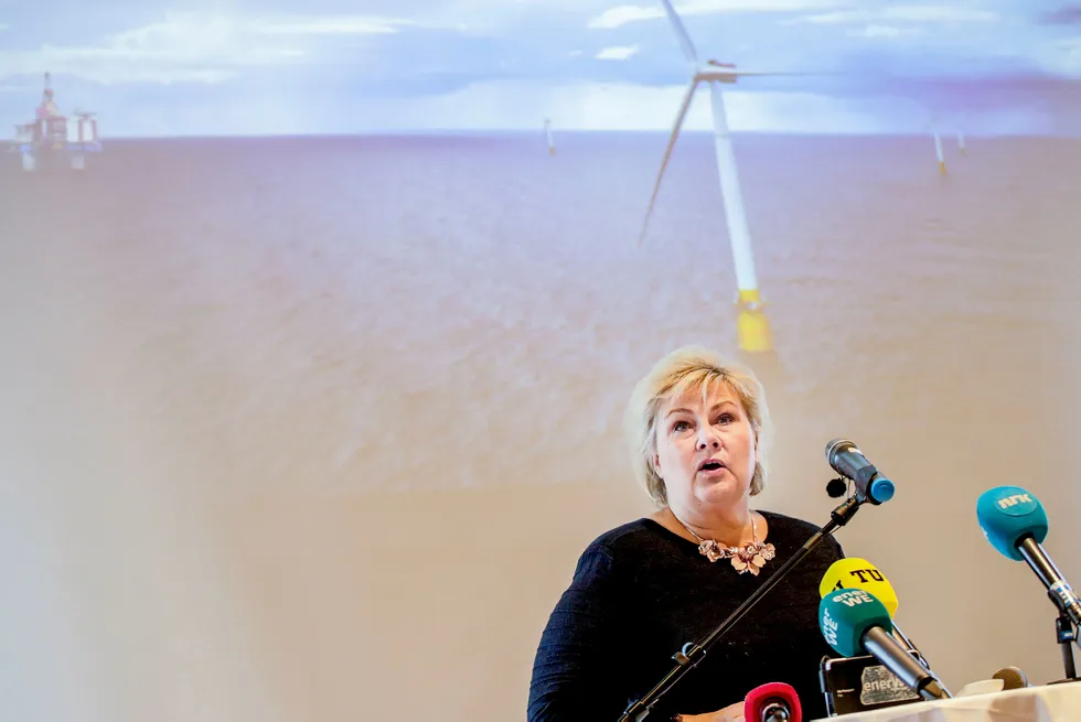– Dette har det vært arbeidet med i flere år, vi har lenge ønsket å få havvindprosjektet realisert, sa statsminister Erna Solberg.