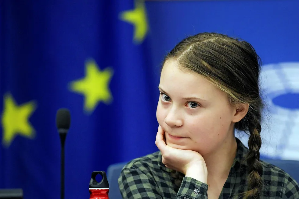 Flexing muscles in Brussels: Swedish climate activist Greta Thunberg