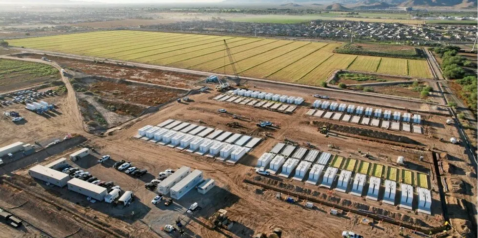 Construction underway at the Sierra Estrella Energy Storage project in Avondale, Arizona, which just received the largest financing package for a single standalone energy storage project, worth $707m.