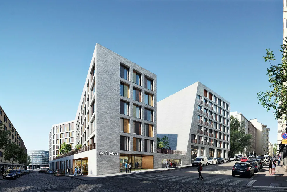 Slik blir Citybox nye hotell i Helsingfors seende ut når det åpner i 2023.