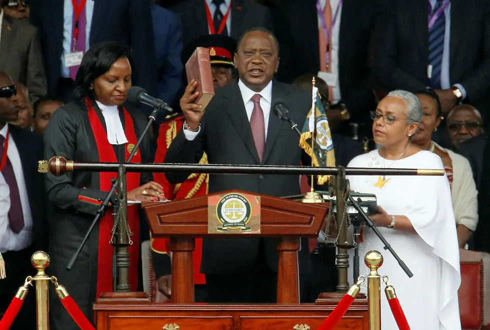 Swearing in: Kenya's President Uhuru Kenyatta takes the oath of office during a ceremony this week