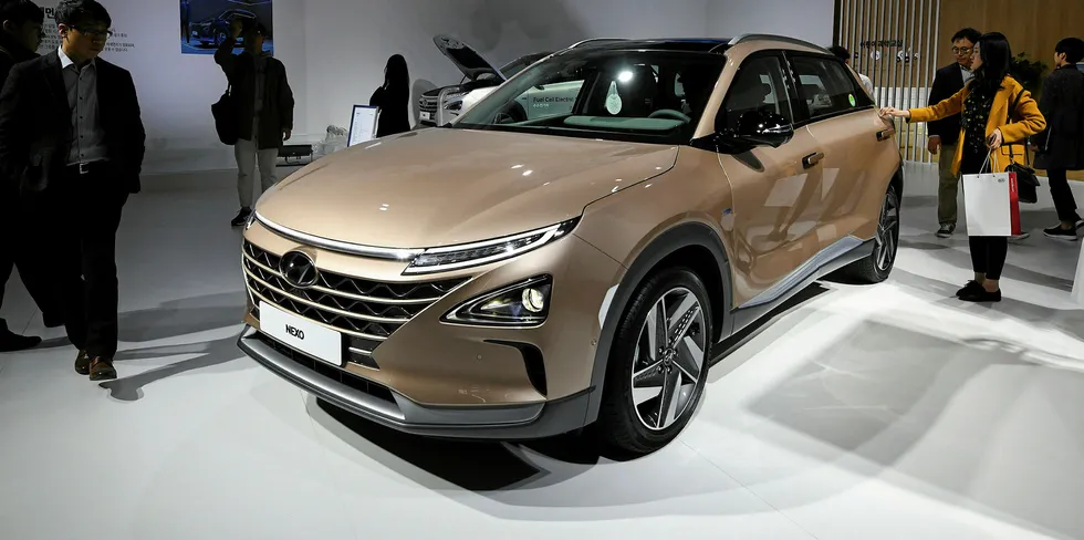 The Hyundai Nexo, the South Korean manufacturer's hydrogen fuel-cell electric car.