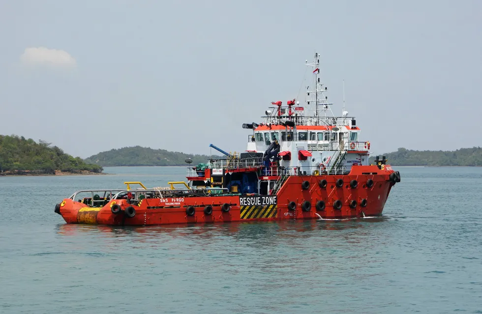 In the fleet: Wintermar Offshore Marine's anchor-handling tug supply vessel SMS Pargo in Batam, Indonesia.