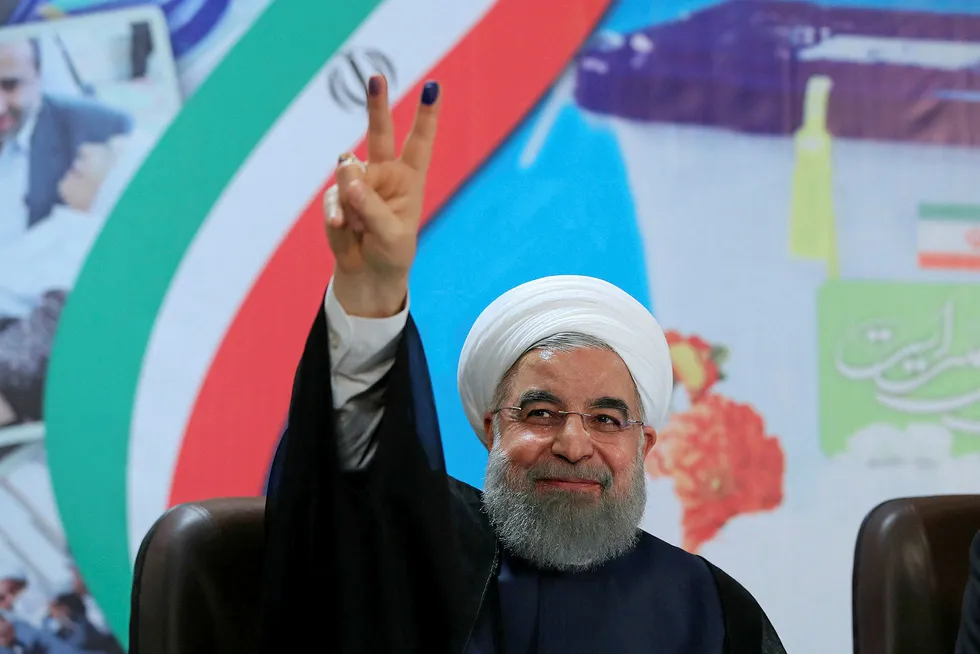 Victorious: President Hassan Rouhani reported to have won Iran election