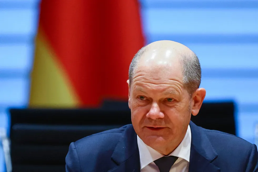 German Chancellor Olaf Scholz speaking to his cabinet earlier this year.