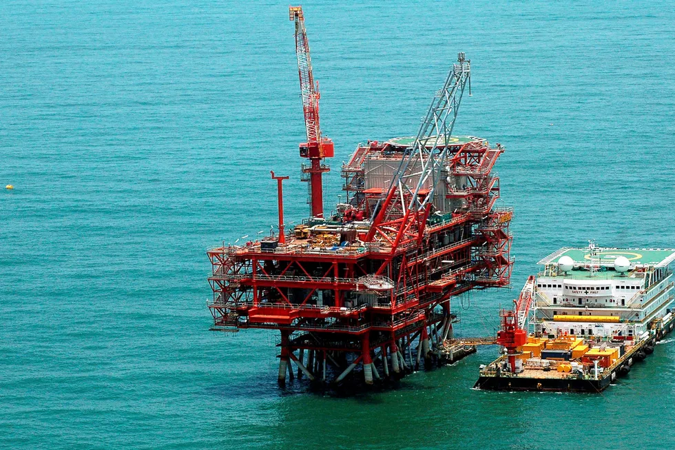 Production boost: An offshore facility at the Reliance Industries-operated KG D6 block