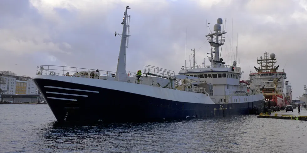 Nordmenn står bak kjøpet av den konkursrammede «Øygarden» i Mauritania. Her er båten i Bergen i januar 2020.