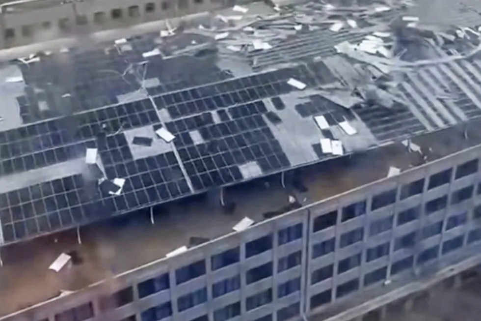 Destruction: Typhoon-damaged PV panels in southern China.