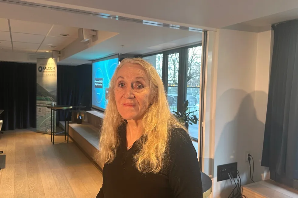 Brit Hjeltnes på MSD Animal Healths luseseminar i Bergen.