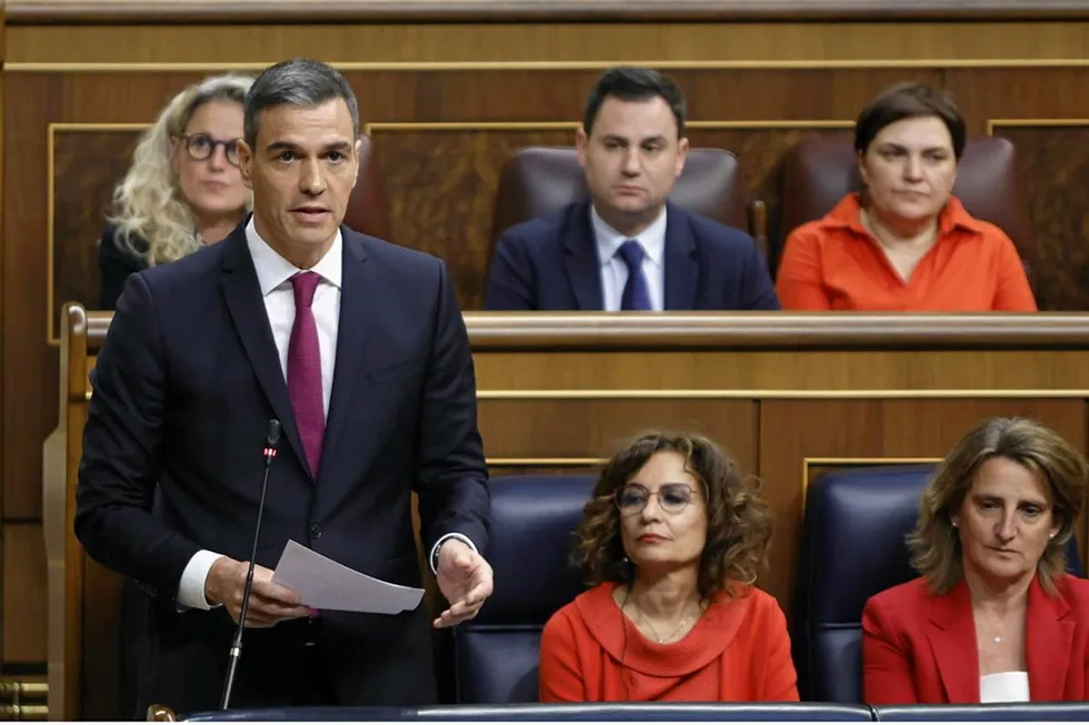 Spanish prime minister Pedro Sánchez speaking in the country's Congress.