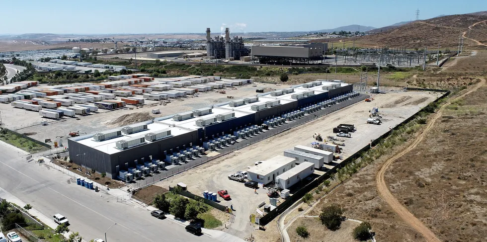 An aerial view of the 250MW Gateway Energy Storage project in California.